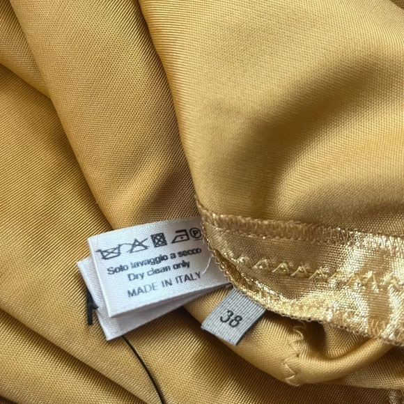 Bottega Veneta Square Neckline Gold Midi Dress Women Size XS, US2, IT38 - Picture 12 of 14